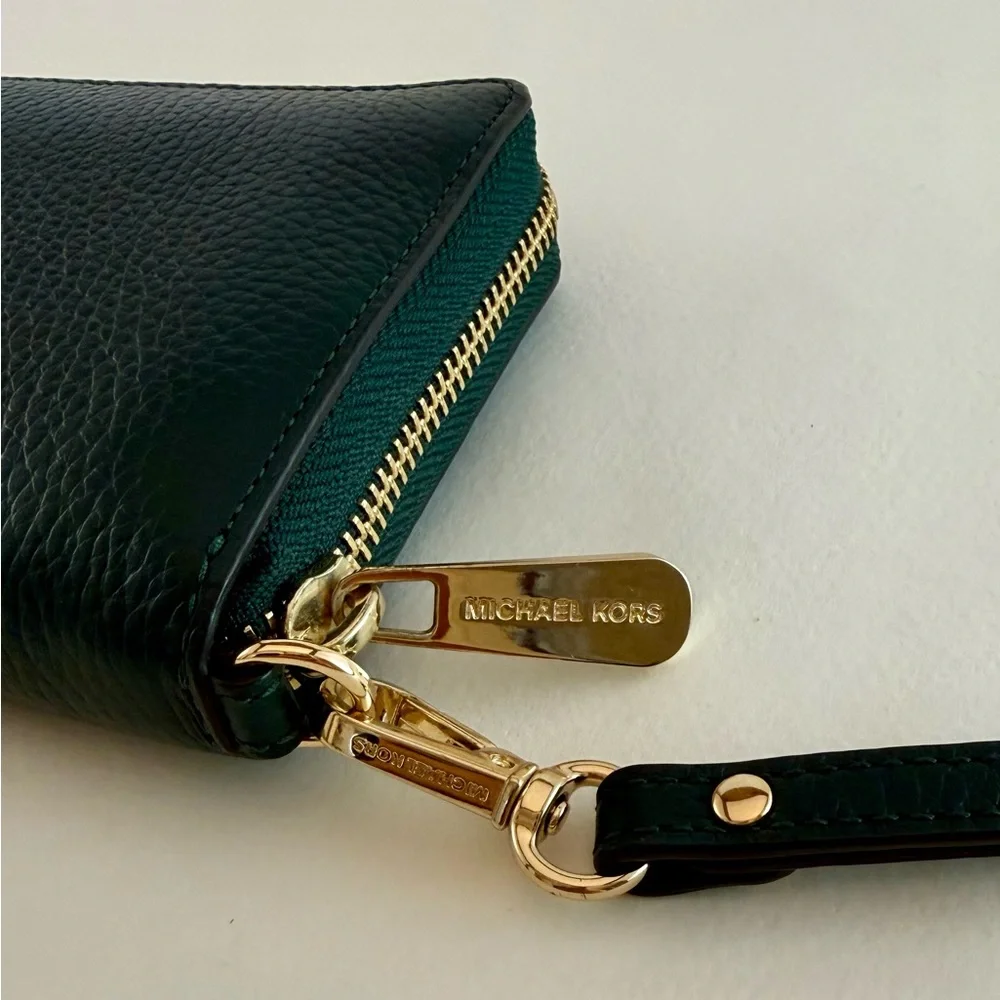 Michael Kors Dark Green Leather Wristlet Wallet - Picture 7 of 7